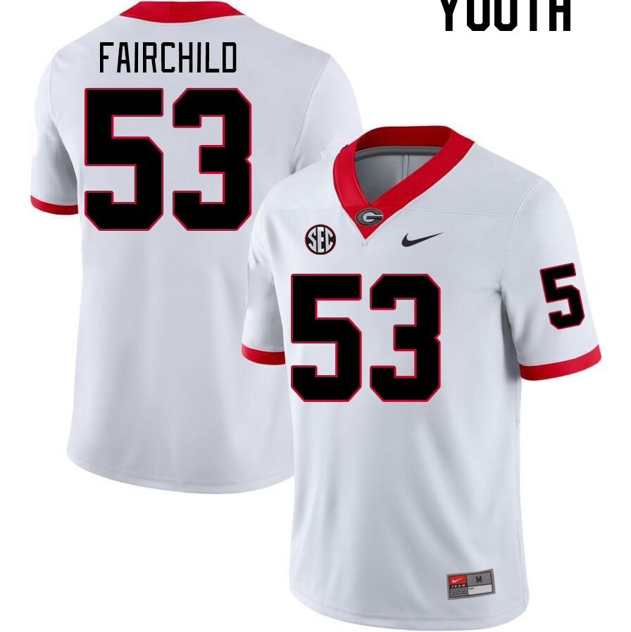 Youth #53 Dylan Fairchild Georgia Bulldogs College Football Jerseys Stitched-White - Click Image to Close